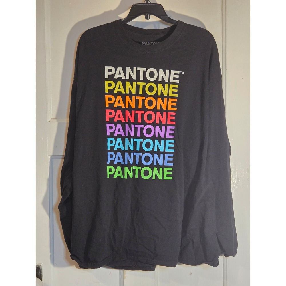 Pantone Mens Rainbow Logo Long Sleeve Graphic T-Shirt Black XXL PAN01LSTBK